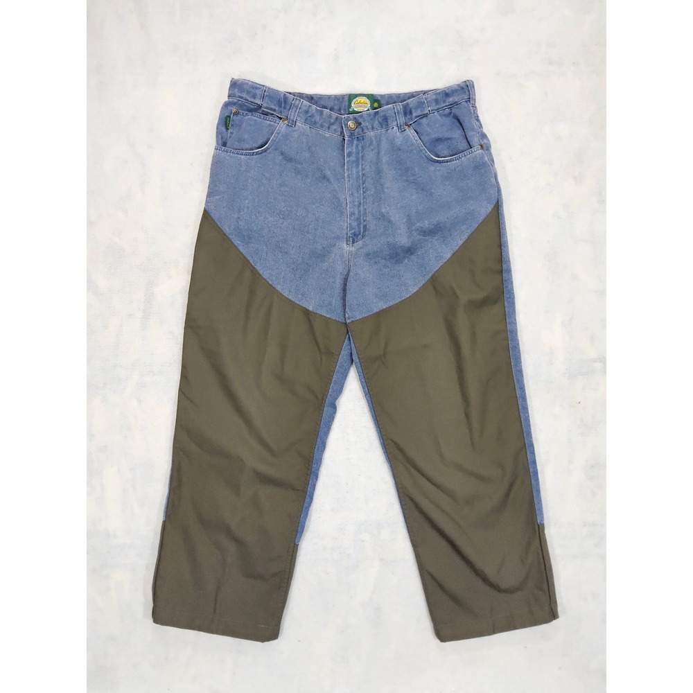 Cabelas Upland Hunting Pants Jeans Mens 40‎ X 27 Stretch Denim Brush Guard Olive